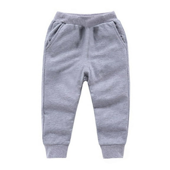 Likimi Toddler Boys Girls Pants Solid Color Loose Fit Comfort Soft Warm Autumn Winter Long Trousers With Pocket Size 18-24 Months Grey