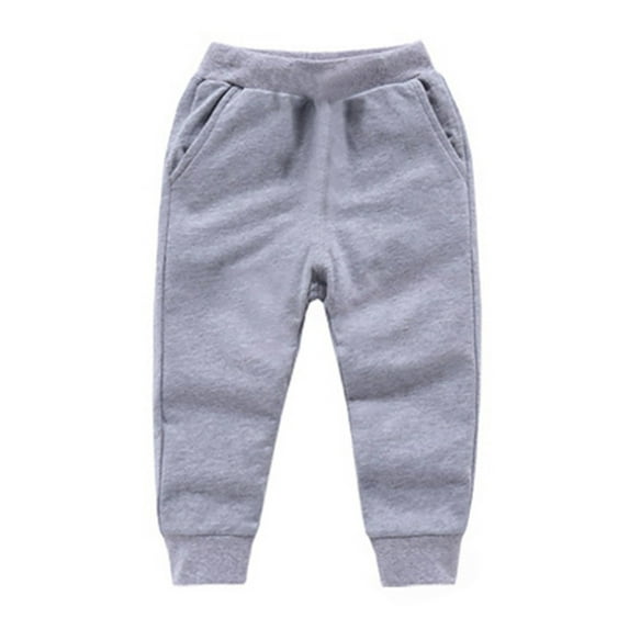 Likimi Toddler Boys Girls Pants Solid Color Loose Fit Comfort Soft Warm Autumn Winter Long Trousers With Pocket Size 2-3 Years Grey
