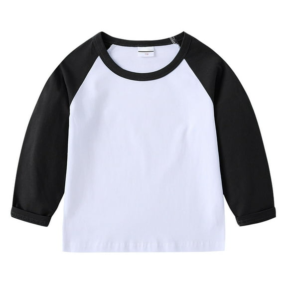 Likimi Toddler Boys Girls Sweatshirt Crew Neck Color Block Long Sleeved Fashion Casual Spring Autumn Tops Size 18-24 Months Black