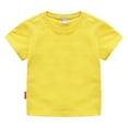 thumbnail image 1 of Likimi Toddler Boys Girls T-Shirt Short Sleeve Solid Color Round Neck Versatile Tops Comfortable Soft Summer Tops Size 8-10 Years Yellow, 1 of 3