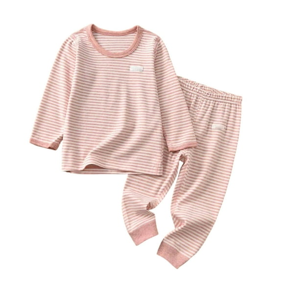 Likimi Toddler Boys Girls Two Piece Set Striped Prints Long Sleeve Crew Neck Pullover Tops Long Pants Soft Casual Outfits Suit Size 3-4 Years Pink