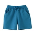 thumbnail image 1 of Likimi Toddler Boys Shorts With Pocket Breathable Casual Elastic Waistband Solid Color Casual Summer Shorts Sky Blue Size 6-7 Years, 1 of 5