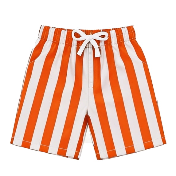 Likimi Toddler Boys Shorts With Pocket Striped Print Elastic Waist Drawstring Lightweight Summer Comfortnable Shorts Orange Size 5-6 Years