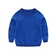 thumbnail image 1 of Likimi Toddler Boys Sweatshirt Long Sleeved Crew Neck Solid Color Fashionable Loose Autumn Winter Tops Size 1-2 Years Blue, 1 of 7