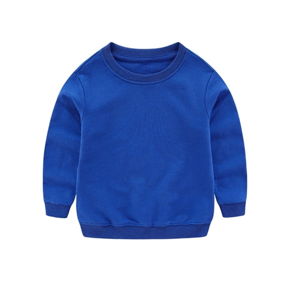 Likimi Toddler Boys Sweatshirt Long Sleeved Crew Neck Solid Color Fashionable Loose Autumn Winter Tops Size 1-2 Years Blue