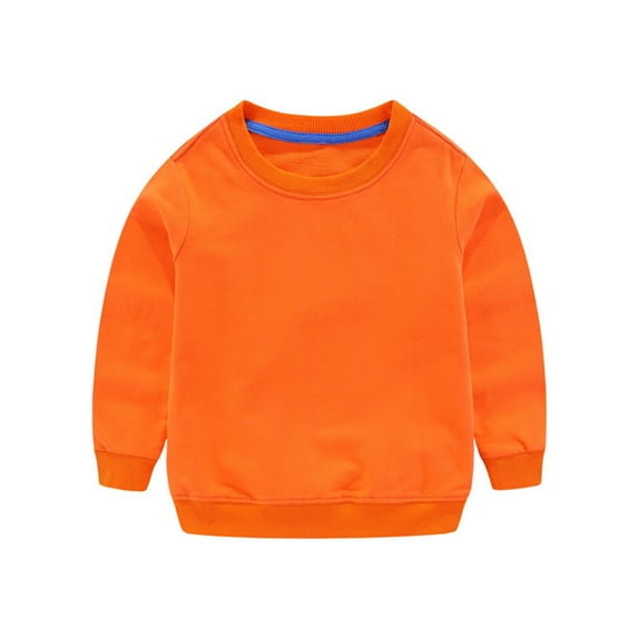 Likimi Toddler Boys Sweatshirt Long Sleeved Crew Neck Solid Color Fashionable Loose Autumn Winter Tops Size 2-3 Years Orange
