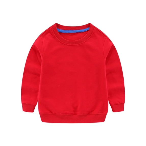 Likimi Toddler Boys Sweatshirt Long Sleeved Crew Neck Solid Color Fashionable Loose Autumn Winter Tops Size 8-10 Years Red