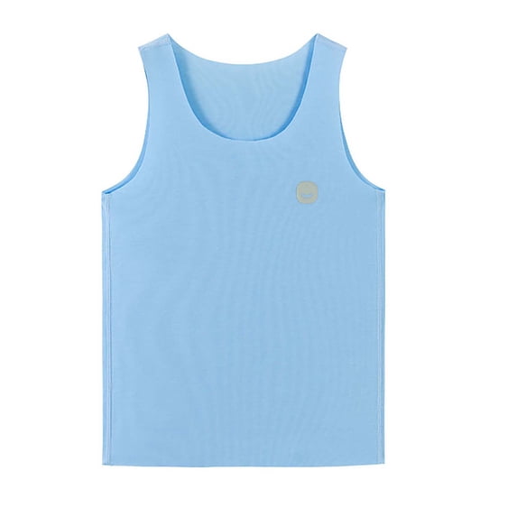 Likimi Toddler Boys T-Shirts Solid Color Sleeveless Crew Neck Comfortable Summer Tee Light Blue Size 7-8 Years
