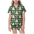 thumbnail image 1 of Likimi Toddler Child Girls Halloween Pajamas Set Short Sleeve Hallowmas Ghost Print Lapel Button Down Pjs Tops With Shorts For Party Comfort Homewear, 1 of 4
