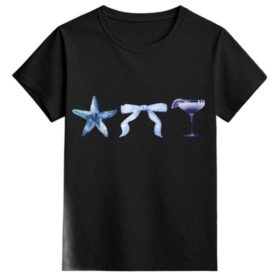 Likimi Toddler Child Girls T Shirts Crew Neck Short Sleeve Graphic Print Fashion Tops Black Size 2-3 Years