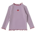 thumbnail image 1 of Likimi Toddler Child Girls Tshirts Fruit Print Long Sleeve Crew Neck Shirts For Girls Spring Autumn Fashion Tops Purple Size 5-6 Years, 1 of 5