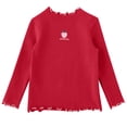 thumbnail image 1 of Likimi Toddler Child Girls Tshirts Fruit Print Long Sleeve Crew Neck Shirts For Girls Spring Autumn Fashion Tops Red Size 4-5 Years, 1 of 5