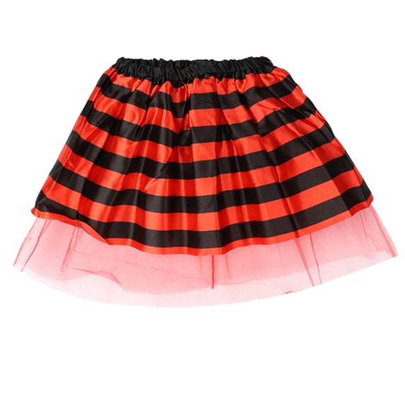 Likimi Toddler Child Girls Tutu Skirt Elastic Waist Striped Print For Performance Casual Skirts One Size