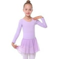 thumbnail image 1 of Likimi Toddler Girls Ballet Dress Long Sleeve Crew Neck Solid Color Soft Stretchy Comfortable Dance Dresses Size 6-7 Years Purple, 1 of 7