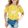 thumbnail image 1 of Likimi Toddler Girls Boys Tops Letter Prints Short Sleeve Loose Fit Crew Neck For School Season Casual Comfort Shirts Yellow Size 12-13 Years, 1 of 4