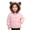 thumbnail image 1 of Likimi Toddler Girls Coat Long Sleeve Solid Color Ears Hooded Zipper Winter Outerwear With Pocket Soft Warm Jacket Size 3-4 Years Pink, 1 of 5