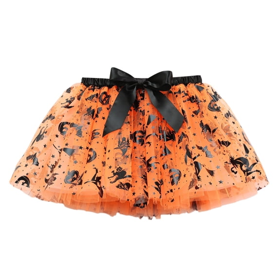 Likimi Toddler Girls Halloween Skirts Dance Costume Hallowmas Cartoon Print For Performance Comfort Tutu Skirts Size 2-4 Years