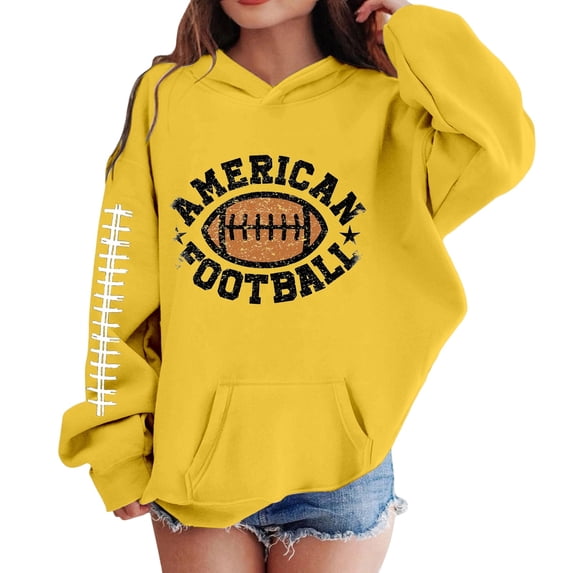 Likimi Toddler Girls Hoodies Hooded Graphic Print Long Sleeve Sweatshirt For Girls Spring Autumn Fashion Pullover With Pocket Yellow Size 3-4 Years
