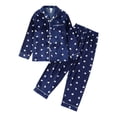 thumbnail image 1 of Likimi Toddler Girls Pajamas Set With Pocket Hearts Print Lapel Button Down Long Sleeve Pjs Tops With Pants Spring Autumn Fashion Homewear Clothes Set Dark Blue Size 13-14 Years, 1 of 3