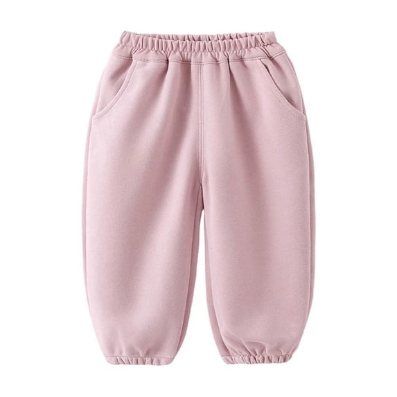 Likimi Toddler Girls Sweatpants With Pocket Elastic Waistband Solid Color Relaxed Fit Spring Autumn Comfortable Trousers Pink Size 2-3 Years