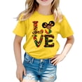 thumbnail image 1 of Likimi Toddler Girls Tshirt Crew Neck Short Sleeve Letter Print Casual Tee Yellow Size 4-5 Years, 1 of 4