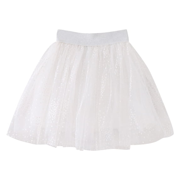 Likimi Toddler Girls Tutu Skirt Prints Elastic Waist Dance Comfort Casual Short Skirt White Size 8-9 Years