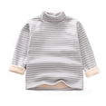 thumbnail image 1 of Likimi Toddler Infant Girls T Shirt Striped Print Long Sleeve High Neck Shirts For Girls Autumn Winter Soft Tops Grey Size 18-24 Months, 1 of 4