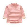thumbnail image 1 of Likimi Toddler Infant Girls T Shirt Striped Print Long Sleeve High Neck Shirts For Girls Autumn Winter Soft Tops Pink Size 5-6 Years, 1 of 6