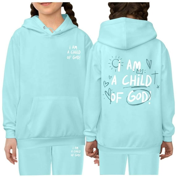 Likimi Toddler Kids Baby Girls Hoodie Set Print Long Sleeve Tops Long Pants 2 Piece Set Fashion Loose Casual Fall Winter Outfits Set Size 3-4 Years Light Blue