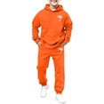 thumbnail image 1 of Likimi Toddler Kids Boys 2 Piece Sets Long Sleeve Hooded Graphic Print Shirts With Pants Comfort Outfit Set Orange Size 8-9 Years, 1 of 5