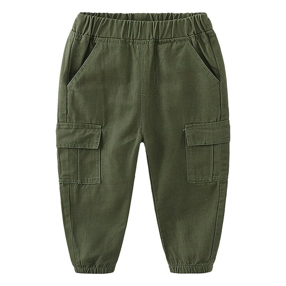 Likimi Toddler Kids Boys Cargo Pants Solid Color Trousers Fashion Loose Relaxed Spring Fall Bottoms Size 18-24 Months Army Green