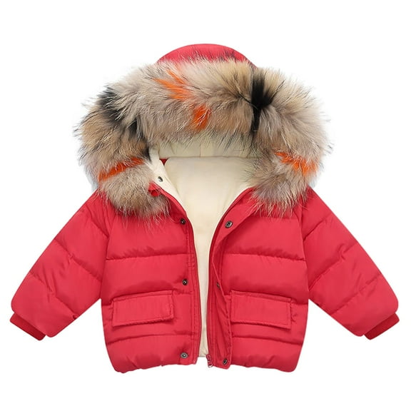 Likimi Toddler Kids Boys Coat Long Sleeve Solid Color Hooded Tops Thermal Comfortable Soft Fall Winter Outerwear Size 18-24 Months Red