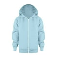 thumbnail image 1 of Likimi Toddler Kids Boys Coat Long Sleeve Solid Color Hooded Tops With Zipper Thermal Loose Relaxed Fall Winter Outerwear Size 3-4 Years Sky Blue, 1 of 5