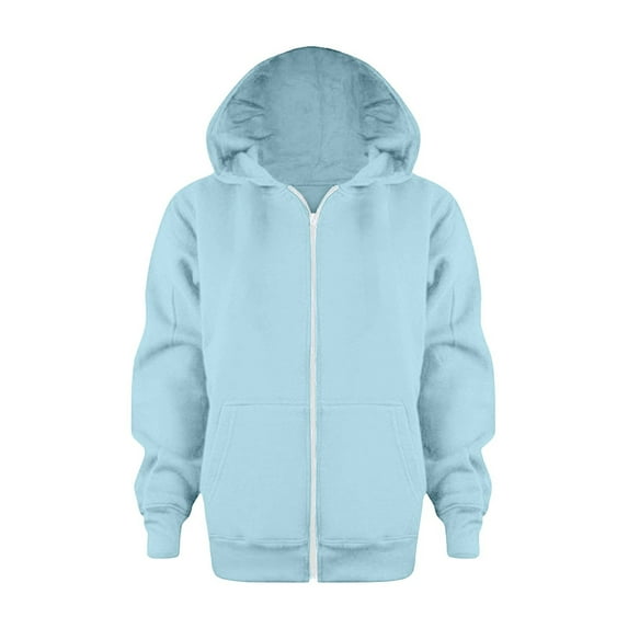Likimi Toddler Kids Boys Coat Long Sleeve Solid Color Hooded Tops With Zipper Thermal Loose Relaxed Fall Winter Outerwear Size 3-4 Years Sky Blue