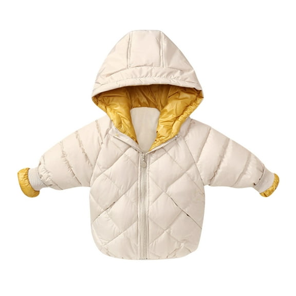Likimi Toddler Kids Boys Down Coat Long Sleeve Solid Color Hooded Coat Soft Casual Comfortable Fall Winter Outerwear Size 12-18 Months Beige