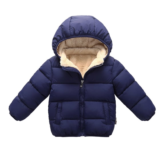 Likimi Toddler Kids Boys Lined Down Coat Long Sleeve Solid Color Hooded Tops Casual Loose Relaxed Fall Winter Outerwear Size 5-6 Years Navy
