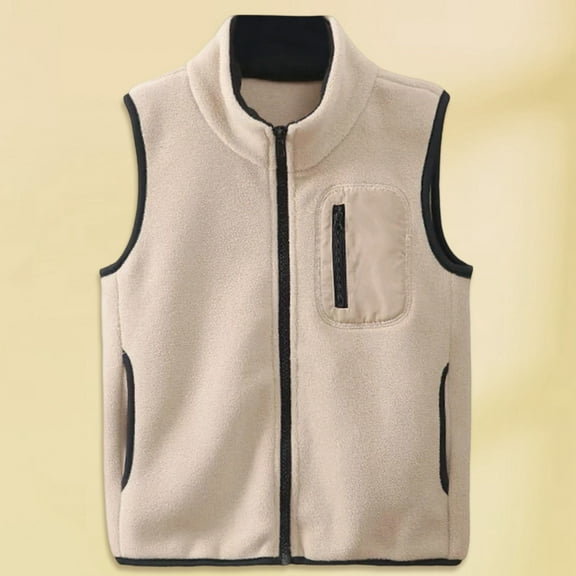 Likimi Toddler Kids Boys Vest Sleeveless Solid Color Crewneck Padded Jacket Fashion Comfortable Thermal Fall Winter Outwear Size 17-18 Years Coffee