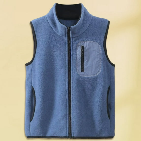 Likimi Toddler Kids Boys Vest Sleeveless Solid Color Crewneck Padded Jacket Fashion Comfortable Thermal Fall Winter Outwear Size 3-4 Years Blue