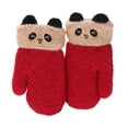 thumbnail image 1 of Likimi Toddler Kids Boys Girls Gloves Cartoon Print Thick Thermal Soft Gloves Fall Winter Gloves Size 4-6 Years Red, 1 of 3