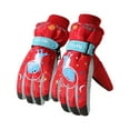 thumbnail image 1 of Likimi Toddler Kids Boys Girls Gloves Print Cute Thermal Waterproof Gloves Fall Winter Ski Gloves Size 7-14 Years Red, 1 of 5
