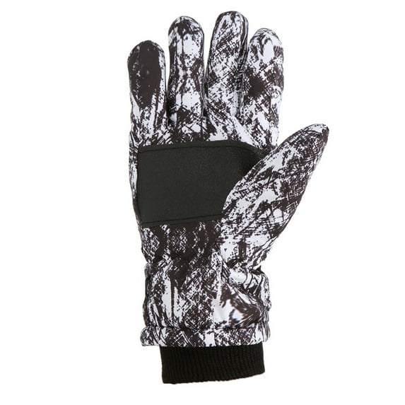 Likimi Toddler Kids Boys Girls Gloves Print Thick Waterproof Thermal Gloves Fall Winter Ski Gloves Size 4-7 Years White