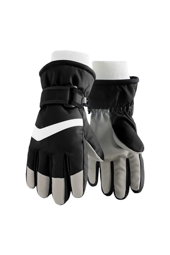 Toddler Kids Boys Girls Gloves Solid Color Thick Thermal Relaxed Gloves Fall Winter Ski Gloves Size 10-12 Years Black
