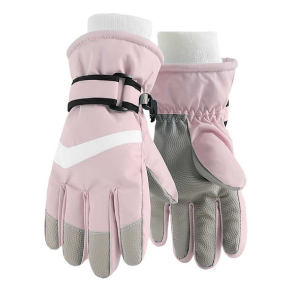 Likimi Toddler Kids Boys Girls Gloves Solid Color Thick Thermal Relaxed Gloves Fall Winter Ski Gloves Size 6-8 Years Pink