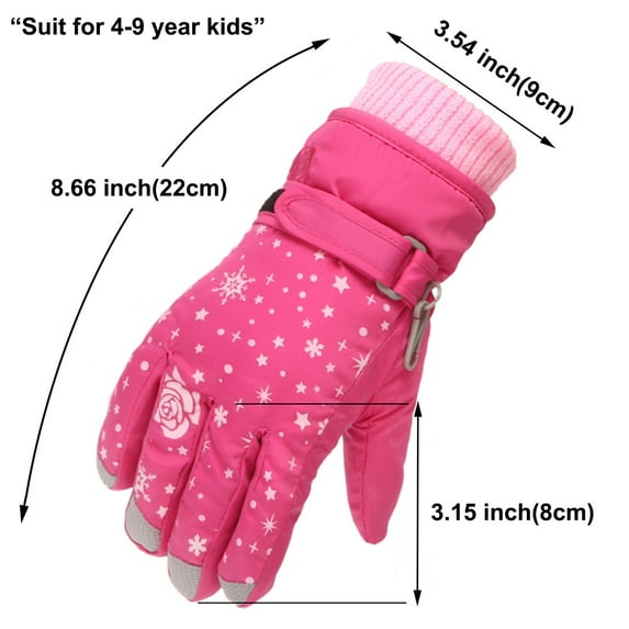 Likimi Toddler Kids Boys Girls Gloves Solid Color Thick Thermal Waterproof Gloves Fall Winter Ski Gloves Size 7-16 Years Orange