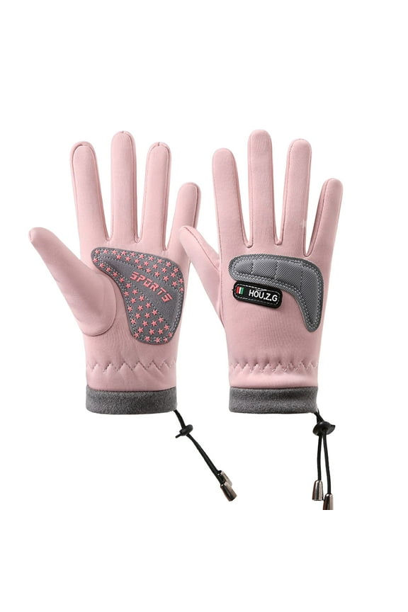 Toddler Kids Boys Girls Gloves Solid Color Thick Thermal Waterproof Gloves Fall Winter Ski Gloves Size L Pink