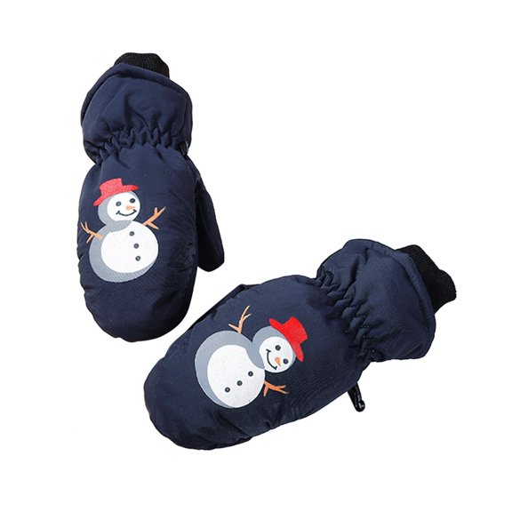 Likimi Toddler Kids Boys Girls Mittens Cartoon Print Thick Waterproof Thermal Gloves Fall Winter Ski Gloves Size 4-5 Years