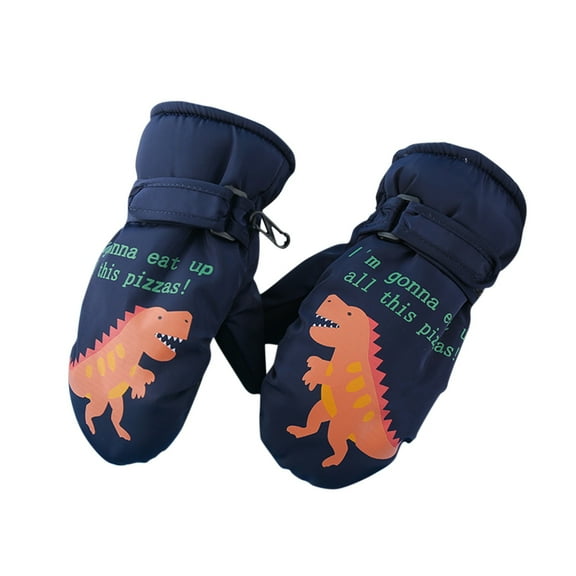 Likimi Toddler Kids Boys Girls Mittens Print Cute Thermal Waterproof Gloves Fall Winter Ski Gloves Size 2-4 Years Blue