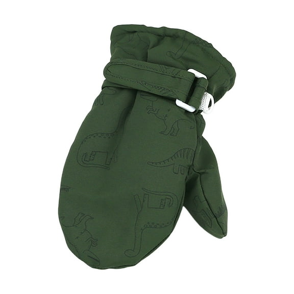 Likimi Toddler Kids Boys Girls Mittens Print Cute Thermal Waterproof Gloves Fall Winter Ski Gloves Size 2-4 Years Green