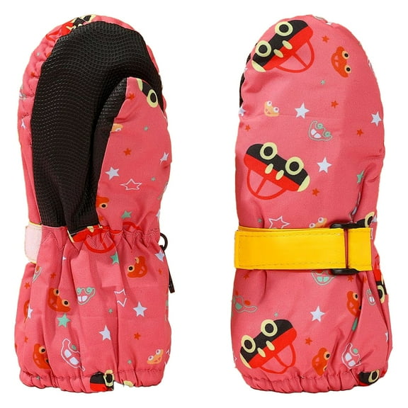 Likimi Toddler Kids Boys Girls Mittens Print Cute Thermal Waterproof Gloves Fall Winter Ski Gloves Size 2-4 Years Pink