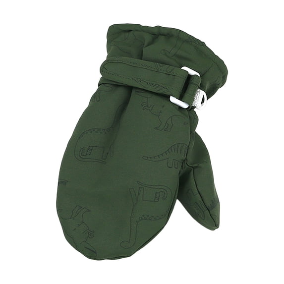 Likimi Toddler Kids Boys Girls Mittens Print Cute Thermal Waterproof Gloves Fall Winter Ski Gloves Size 4-8 Years Green